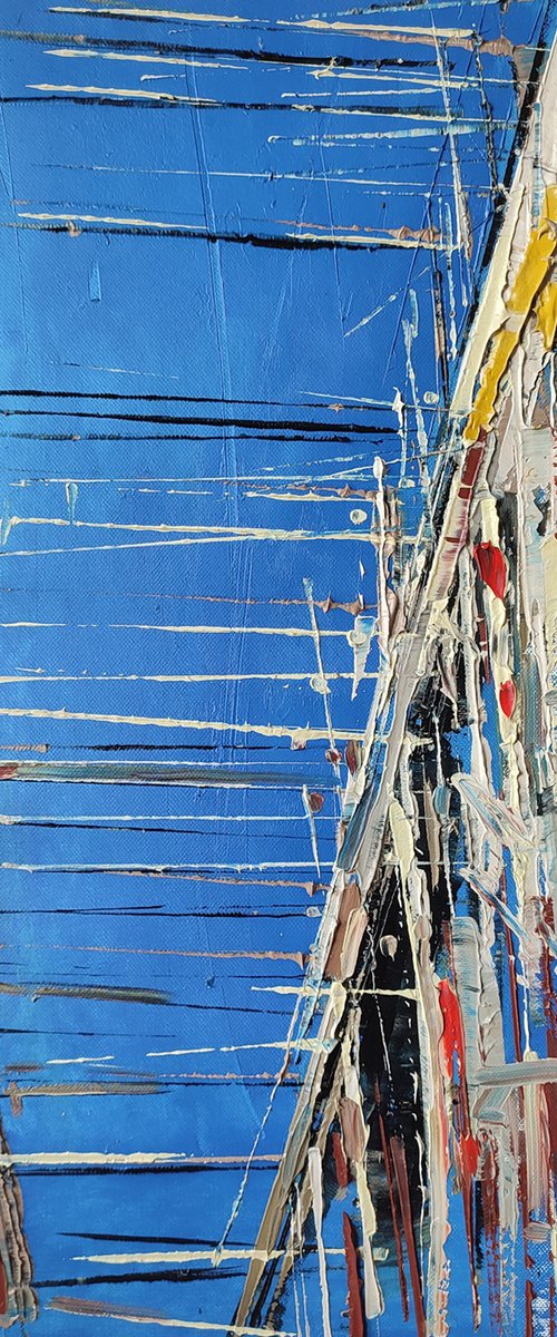 Abstract oil painting "City lines 21". Size 15,7/19,7 inches, 40/50cm, stretched by Kariko ono