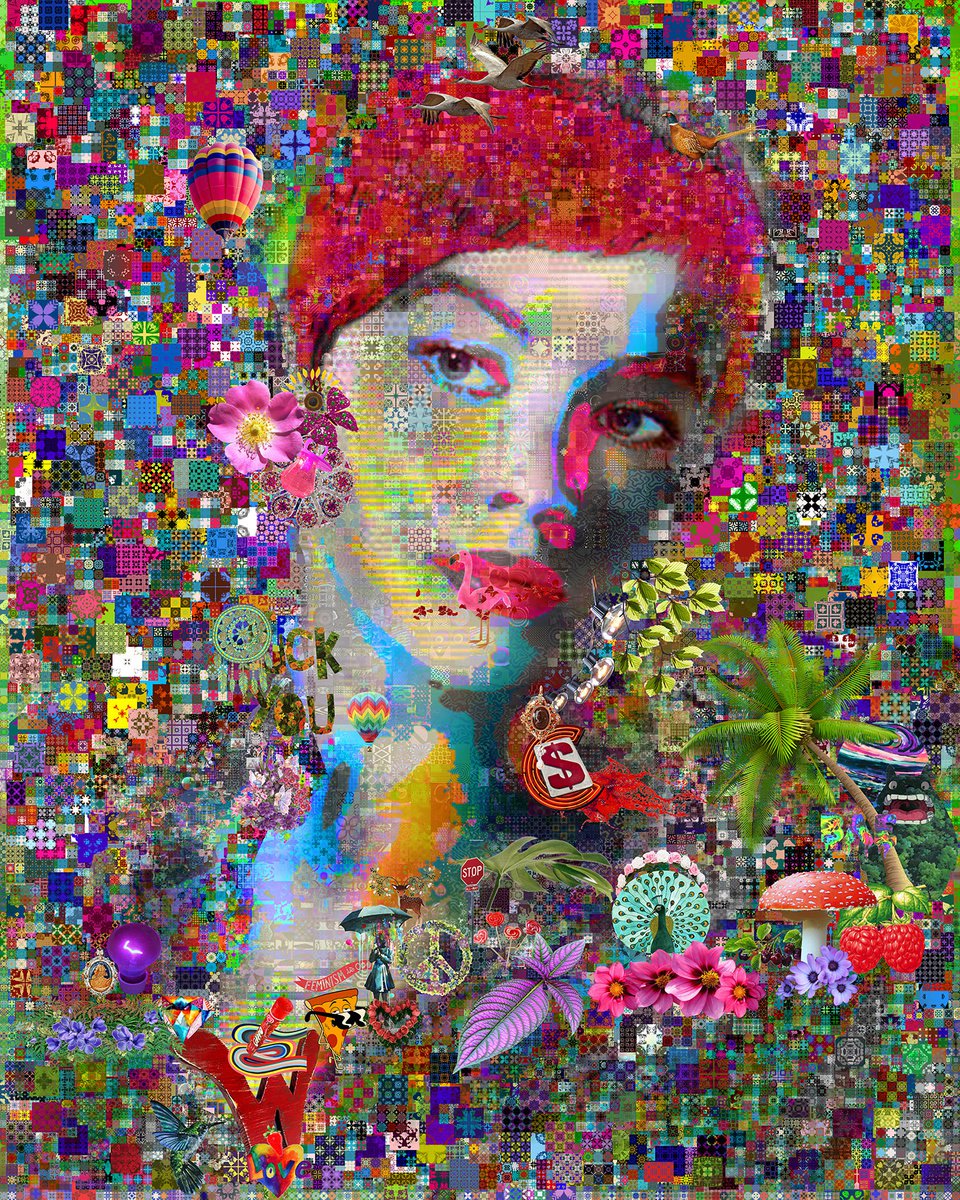 Portrait Collage By John Lijo Bluefish, 48 X 60, Close To You, Original Artwork