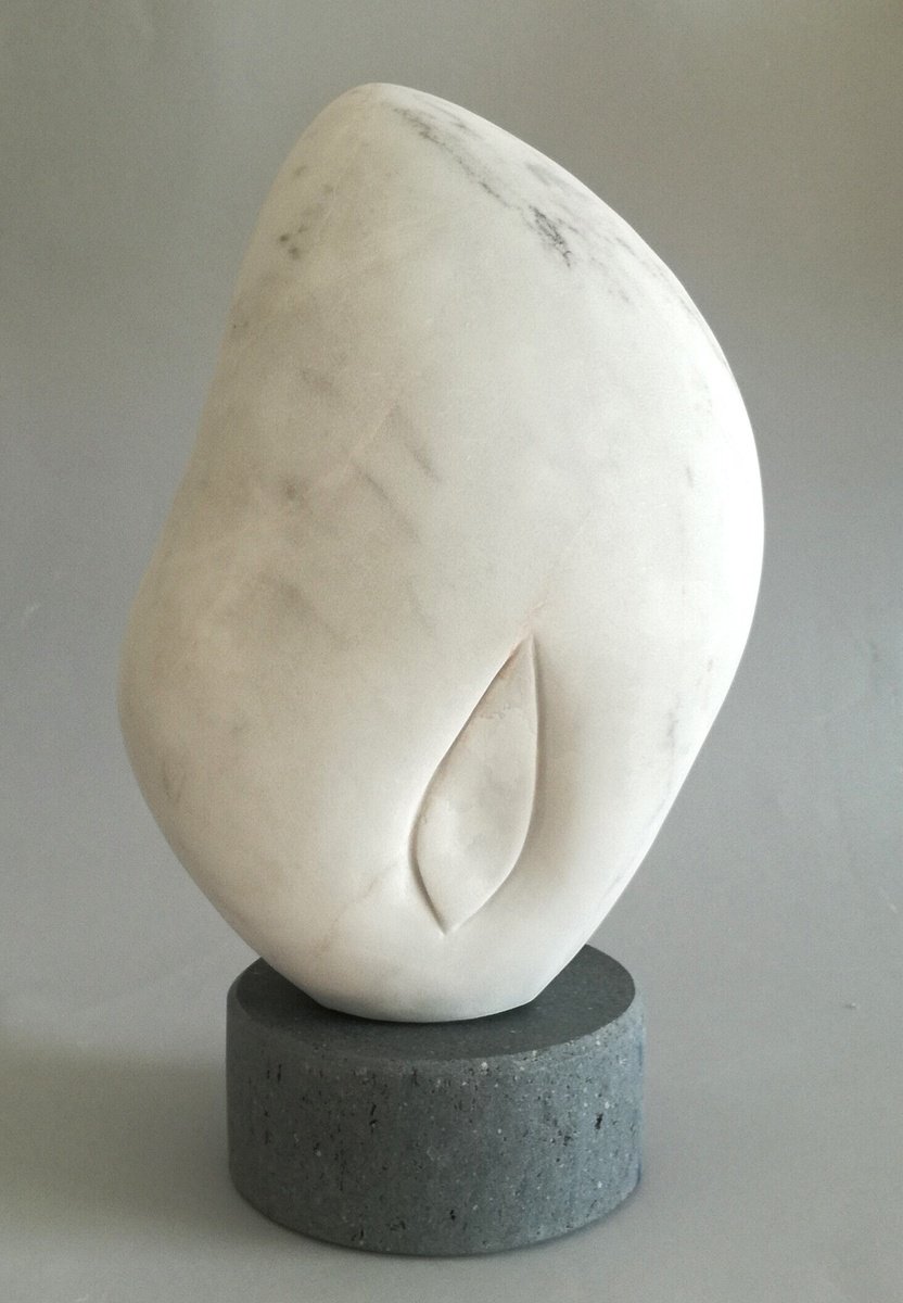 Abstract Stone Sculpture By Monica Sarandrea, 2 X 10", Imprint Of A Tear, Original Artwork