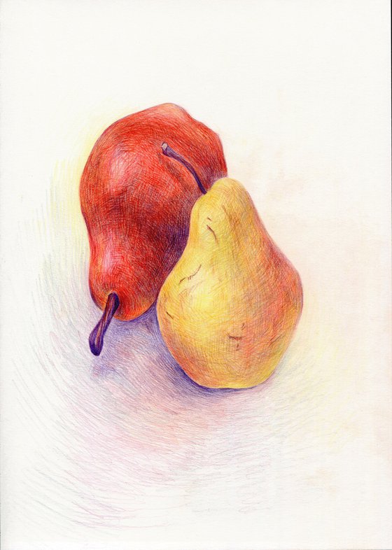 Colored pencil pears