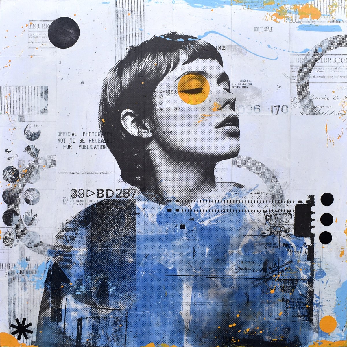 Urban And Pop Collage , 330_Golden Gaze By Manel Villalonga, 24 X 24, Artwork For Sale On Artfinder
