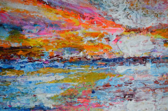 Seascape 01 - Palette knife  Modern abstract landscape Gift idea