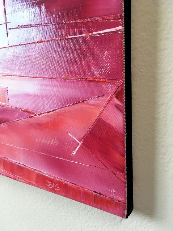"Crimson Cascade" - FREE USA SHIPPING - Original PMS Oil Painting On Canvas - 24" x 36"