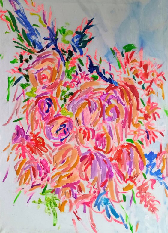 Girl with Peaches And a bird