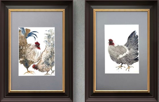 Family Rooster and Hen