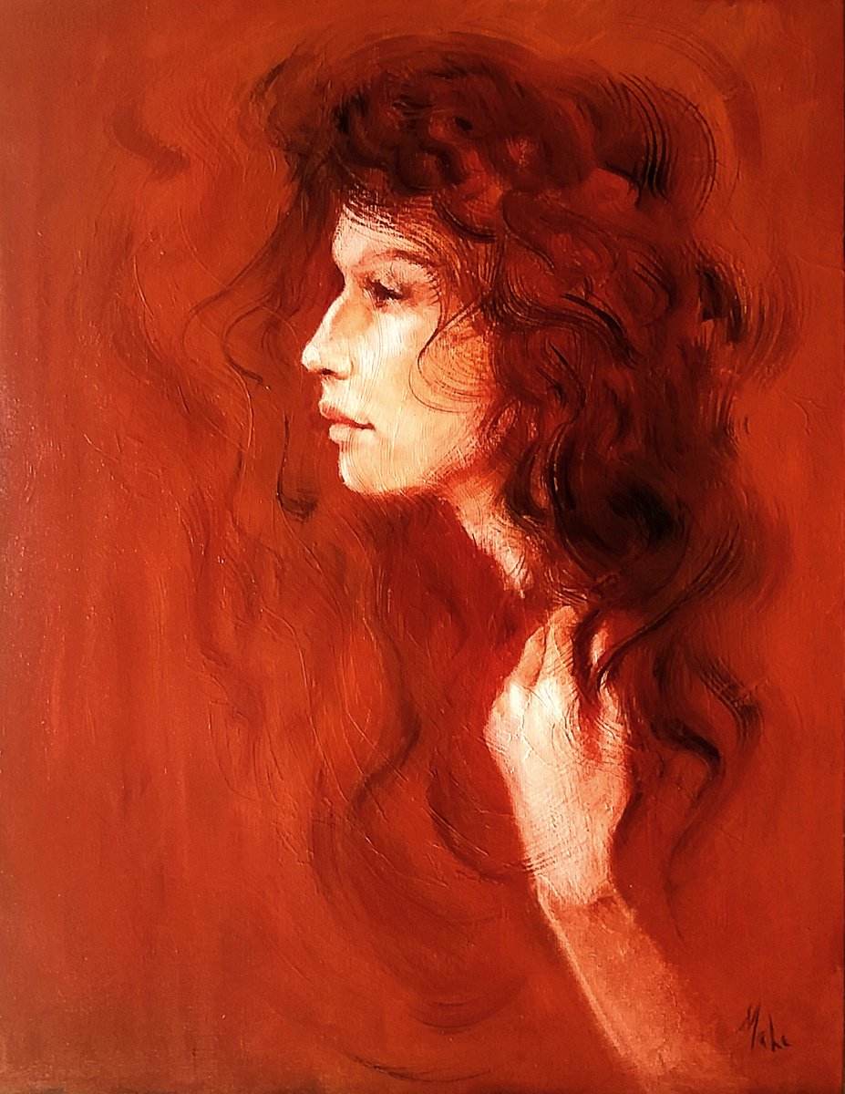 Expressive Portrait Oil Painting By Isabel Mahe, 20 X 26, Effigy, Original Artwork