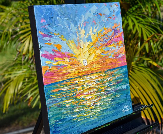 Sunset over the sea- Original Acrylic Painting on Canvas