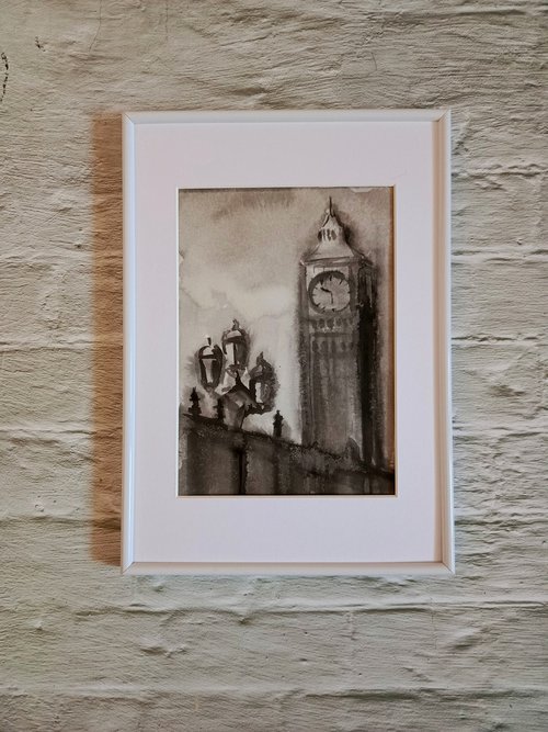 Ink Drawing London view by Anastasia Art Line