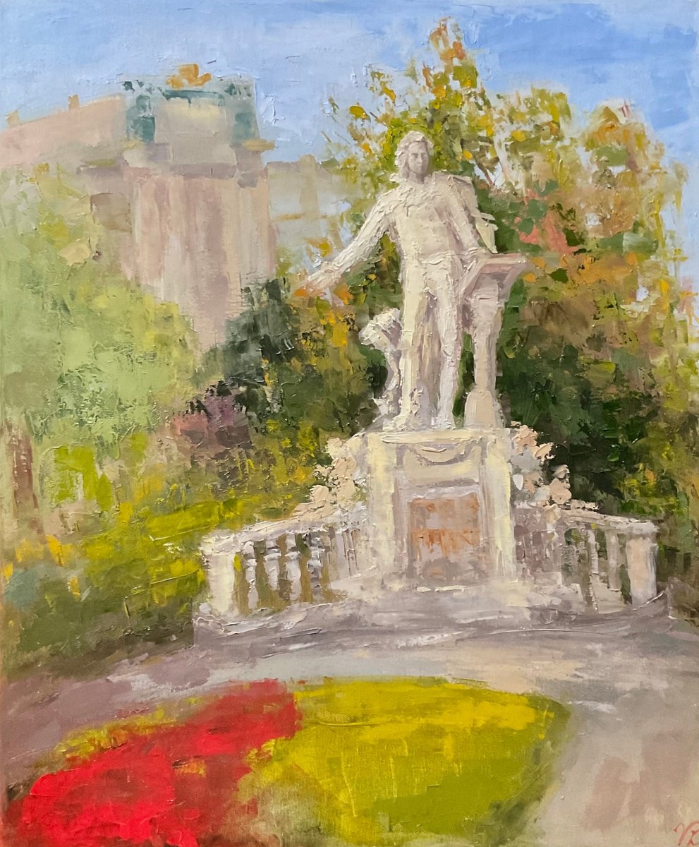 Impressionistic Landscape Oil Painting By Vera Klimova, 20 X 24", I Love You, Mozart!, Original Artwork