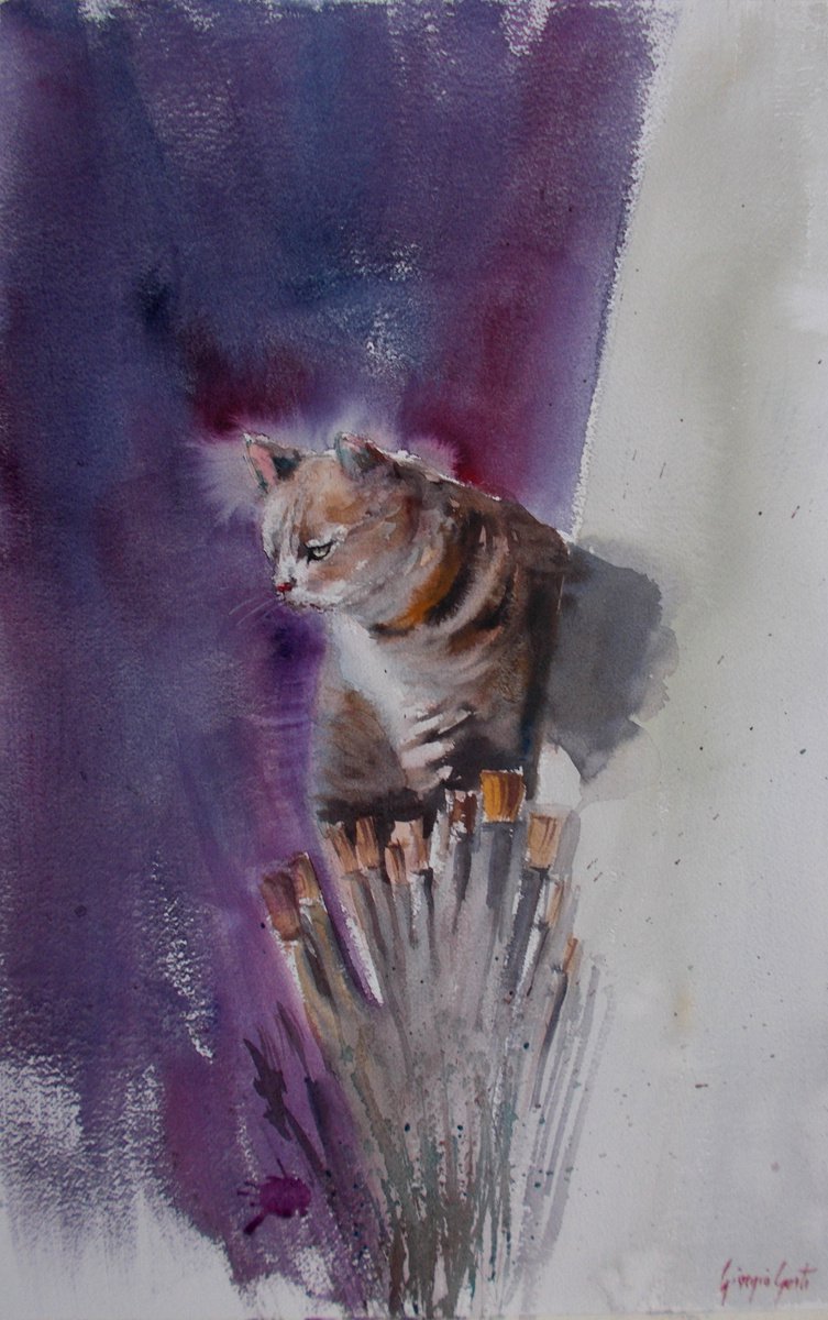 Impressionistic Animal Watercolour By Giorgio Gosti, 14 X 21, Cat 2, Original Artwork
