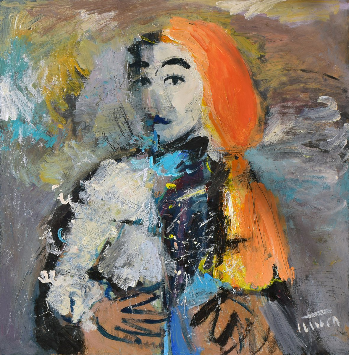 Man With Orange Hair Vii (Post Picasso Comment, From The Knights And Noblemen Cycle) By Catalin Ilinca, 24 X 24, Artwork For Sale On Artfinder