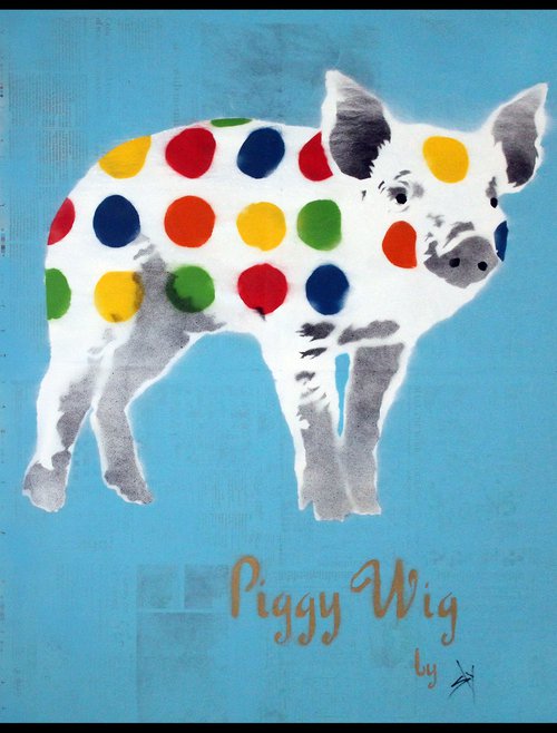 Piggy Wig (blue) (on The Daily Telegraph). by Juan Sly