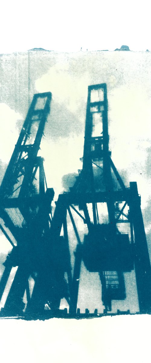 Cyanotype - Hamburg Harbour Cranes - 1/5 by Reimaennchen - Christian Reimann