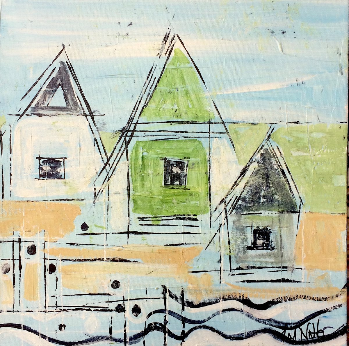Beach Huts 12x12 by Lil Nutter