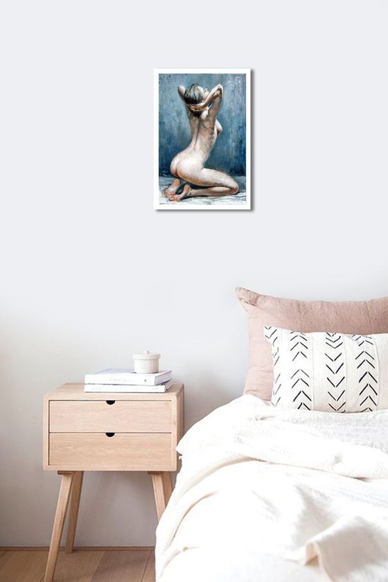 KNEELING NUDE FIGURE STUDY