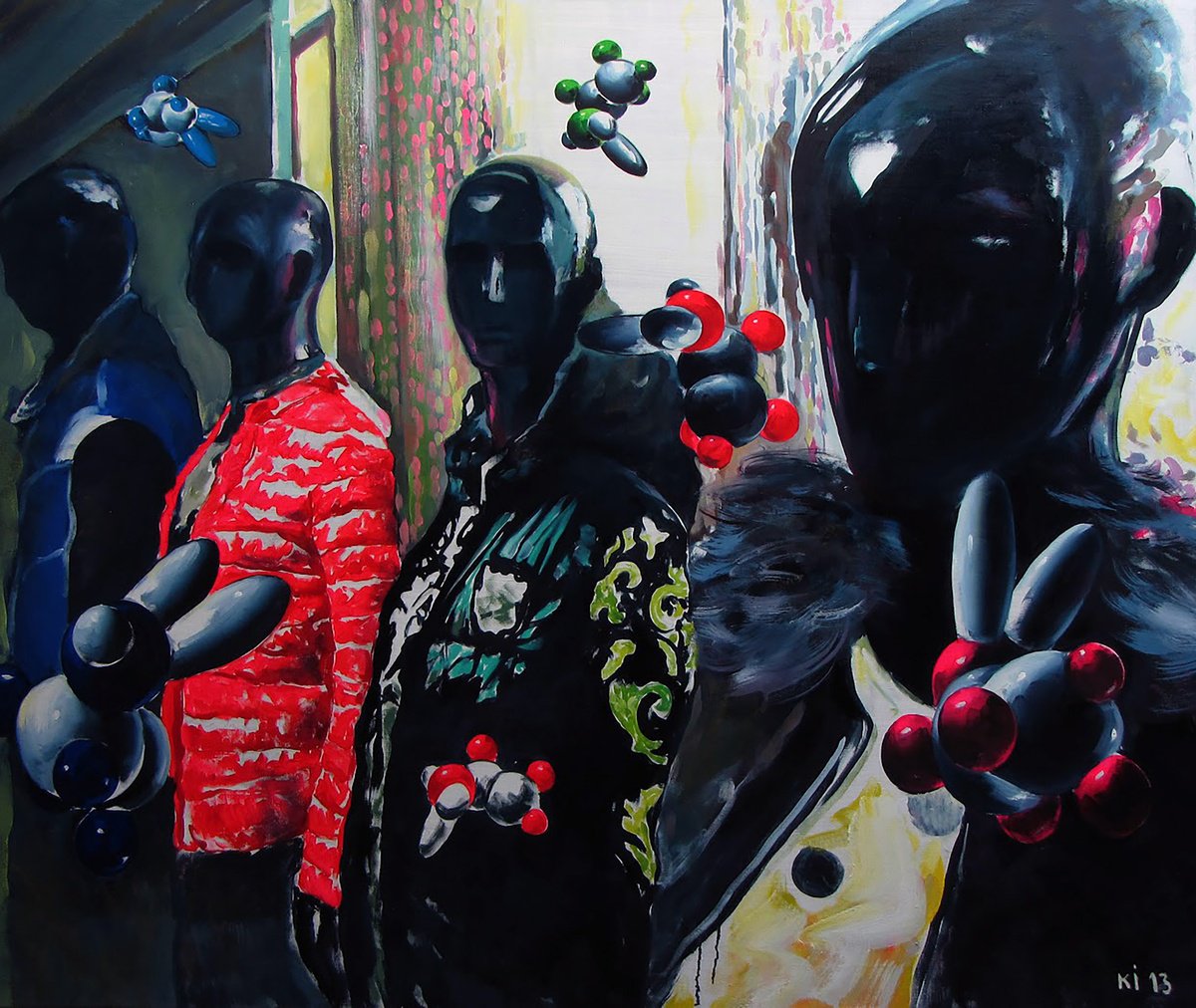 Impressionistic Portrait Oil Painting By Igor Konovalov, 55 X 43, Mannequins, Original Artwork