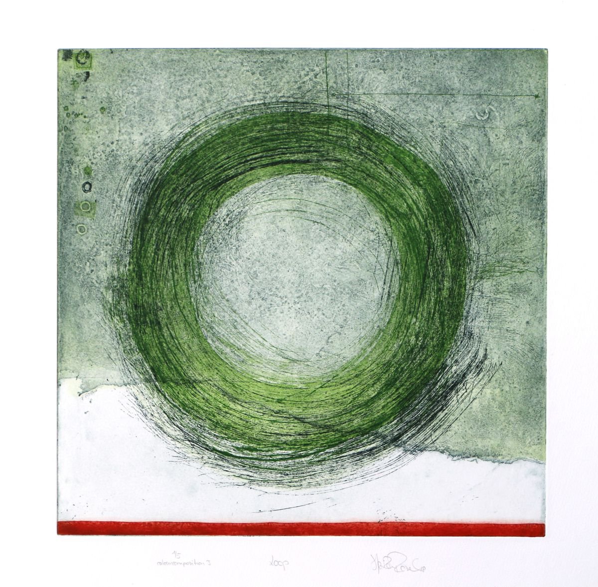 Expressive Abstract Etchings & Engravings By Heike Roesel, 20 X 20, Loop (3), Original Artwork