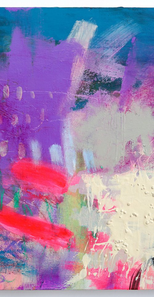 I Think It's Time 10x8" Small Colorful Naive Abstract Original by Kerri McCabe