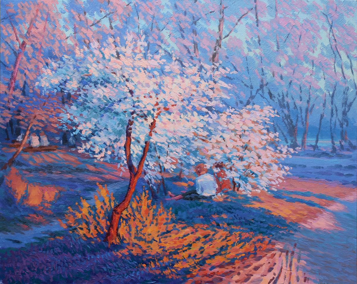 Among the flowering apple trees, 40x50 cm by Vitalii Konoval