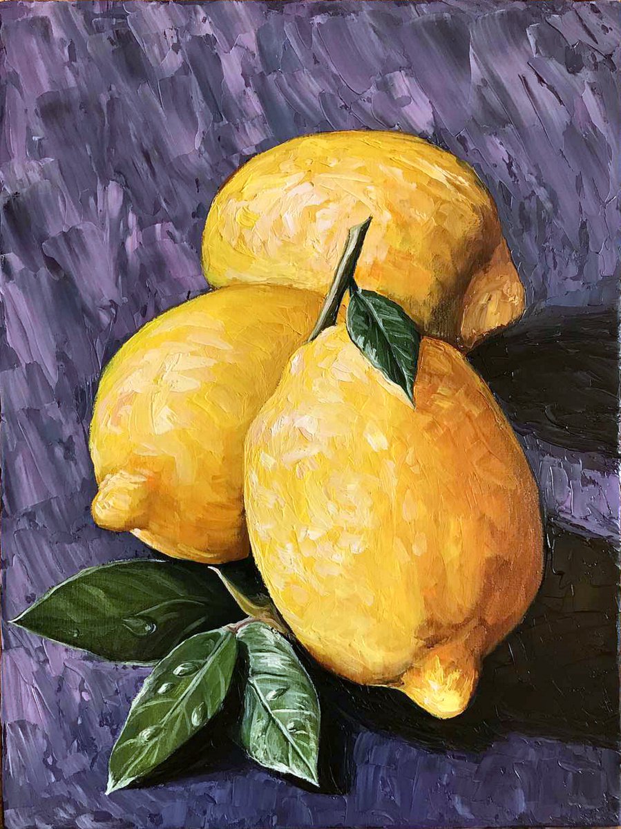 Photorealistic Still Life Oil Painting By Elena Adele Dmitrenko, 12 X 16, Lemon