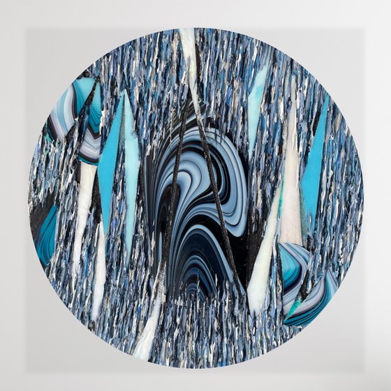 Riflesso  Blue II '20 in - Collaboration Amy Voss & Daniela Pasqualini - Mixed media artwork