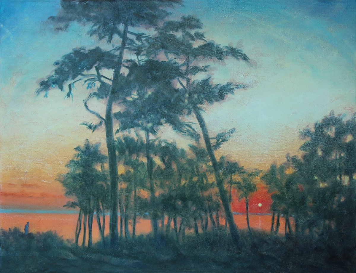 Impressionistic Landscape Oil Painting By Derek Hare, 18 X 14, Gotland Evening, Original Artwork
