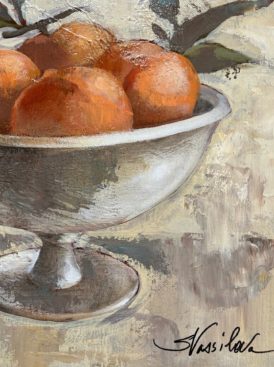 Oranges in Old Bowl
