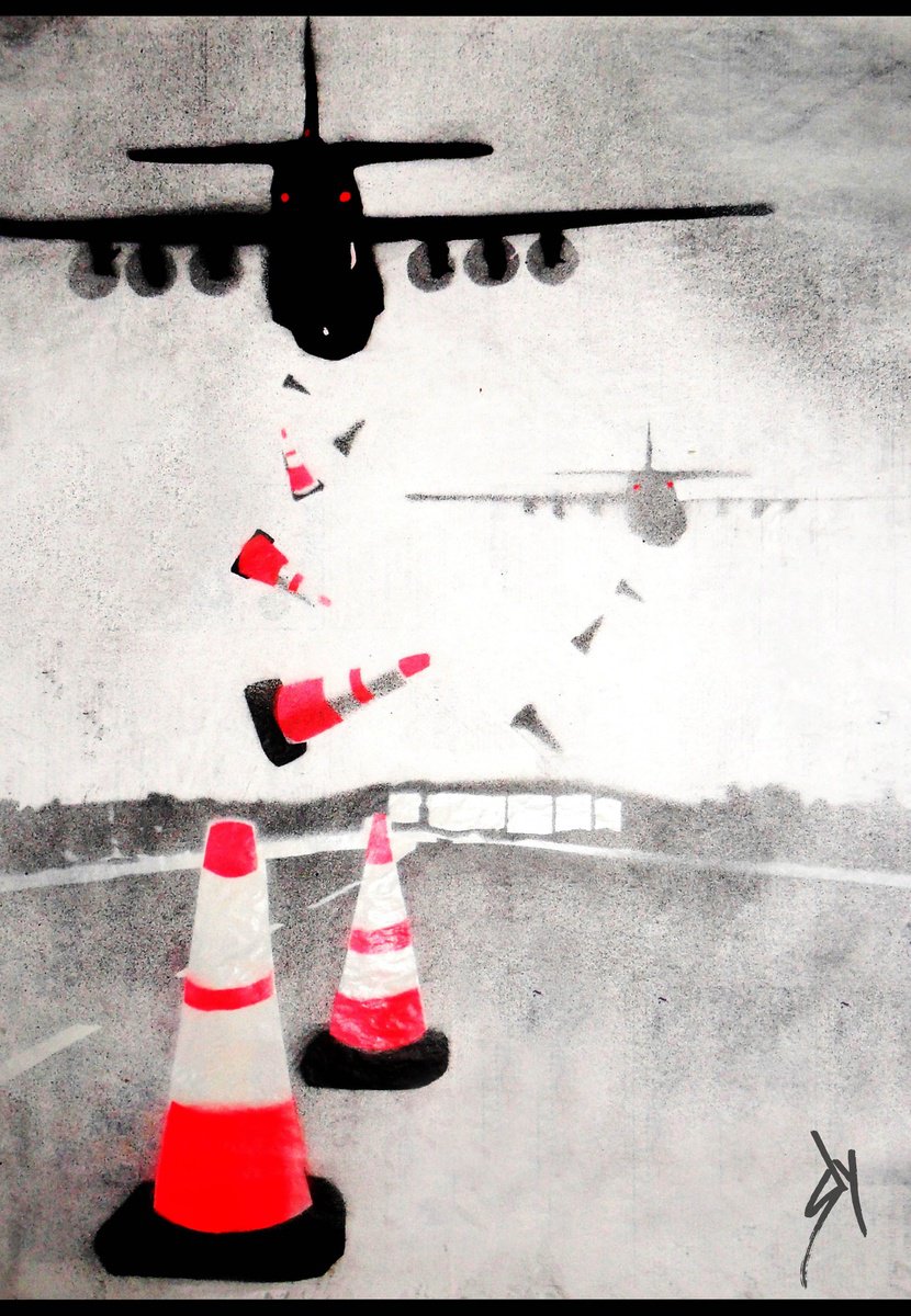 Surrealistic Landscape Painting By Juan Sly, 22 X 30", Bollard Bombas (Pp), Original Artwork