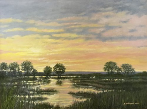 Marsh at Sunset - 30X40 oil by Kathleen McDermott