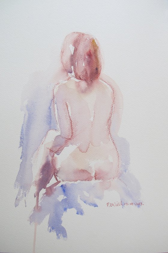 Seated female nude back study