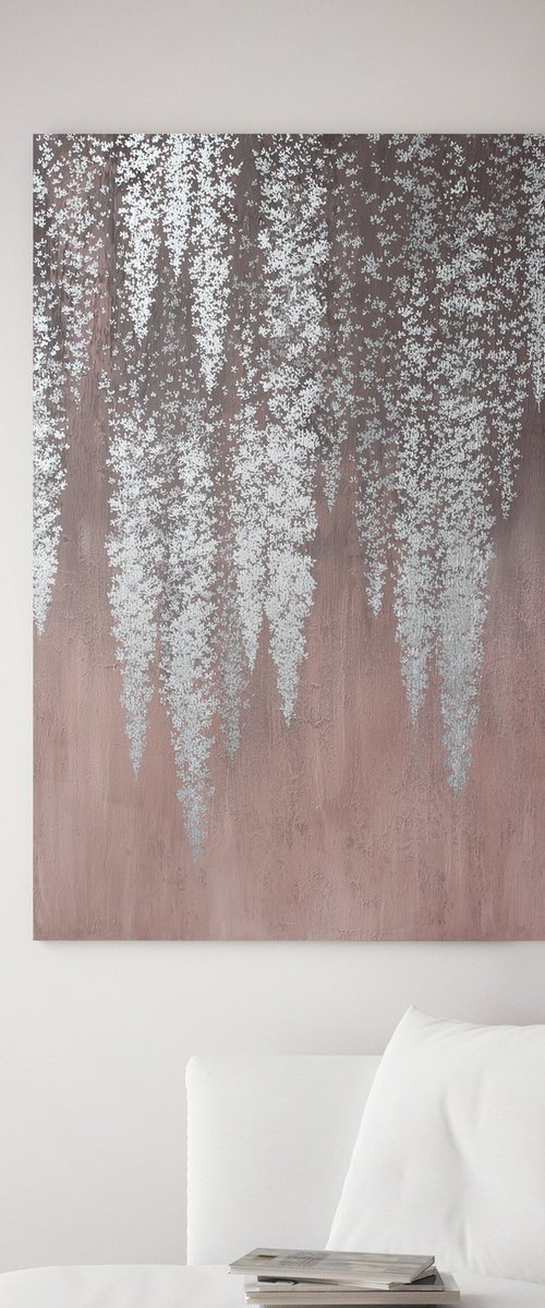 "Bronze wisteria" Abstract silver flower art by Marine Boiko