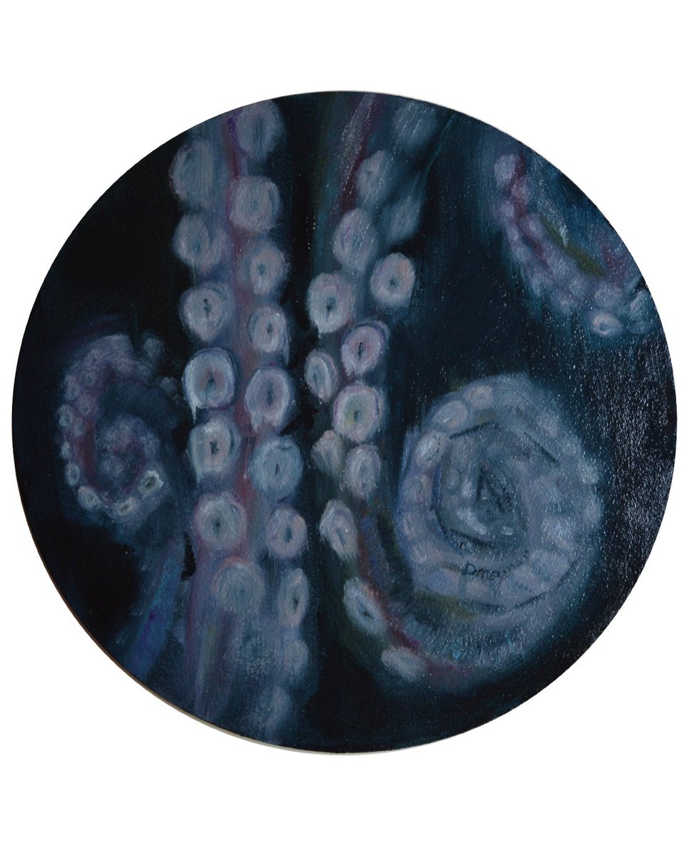 Impressionistic Animal Oil Painting By Marina Deryagina, 16 X 16", Kraken, Original Artwork