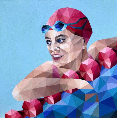 GIRL SWIMMER BEFORE THE START by Maria Tuzhilkina