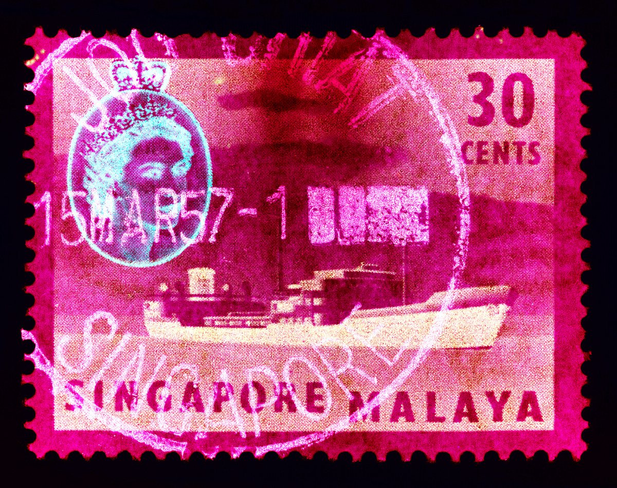 Singapore Stamp Series ’30 cents QEII Oil Tanker (Pink)’ by Richard Heeps