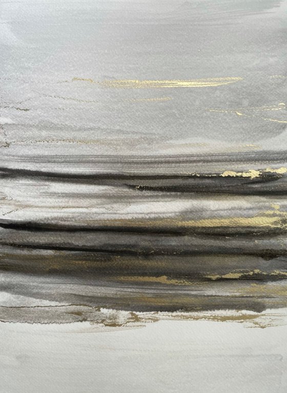 ABSTRACTION BLACK GOLD GRAY - DIPTYCH