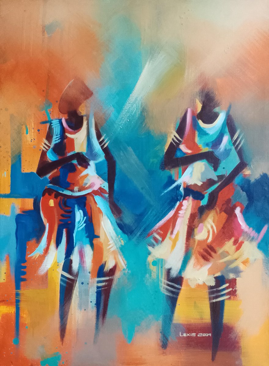 Women Dancers, Celebration Dance By Alex Mensah, 22 X 30, Artwork For Sale On Artfinder