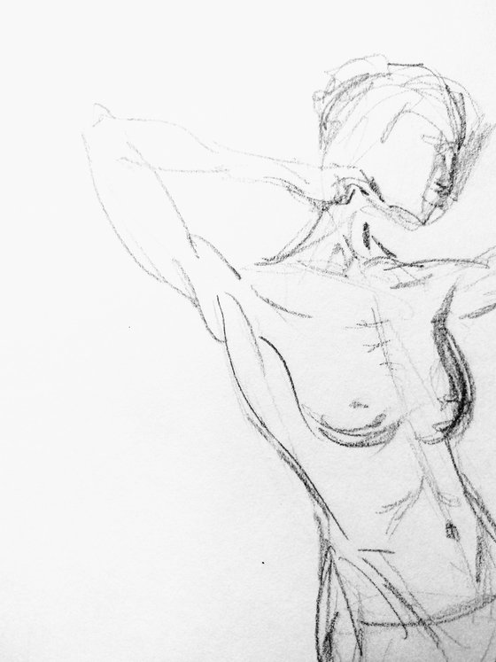 Erotic portrait of a woman. Original pencil drawing.