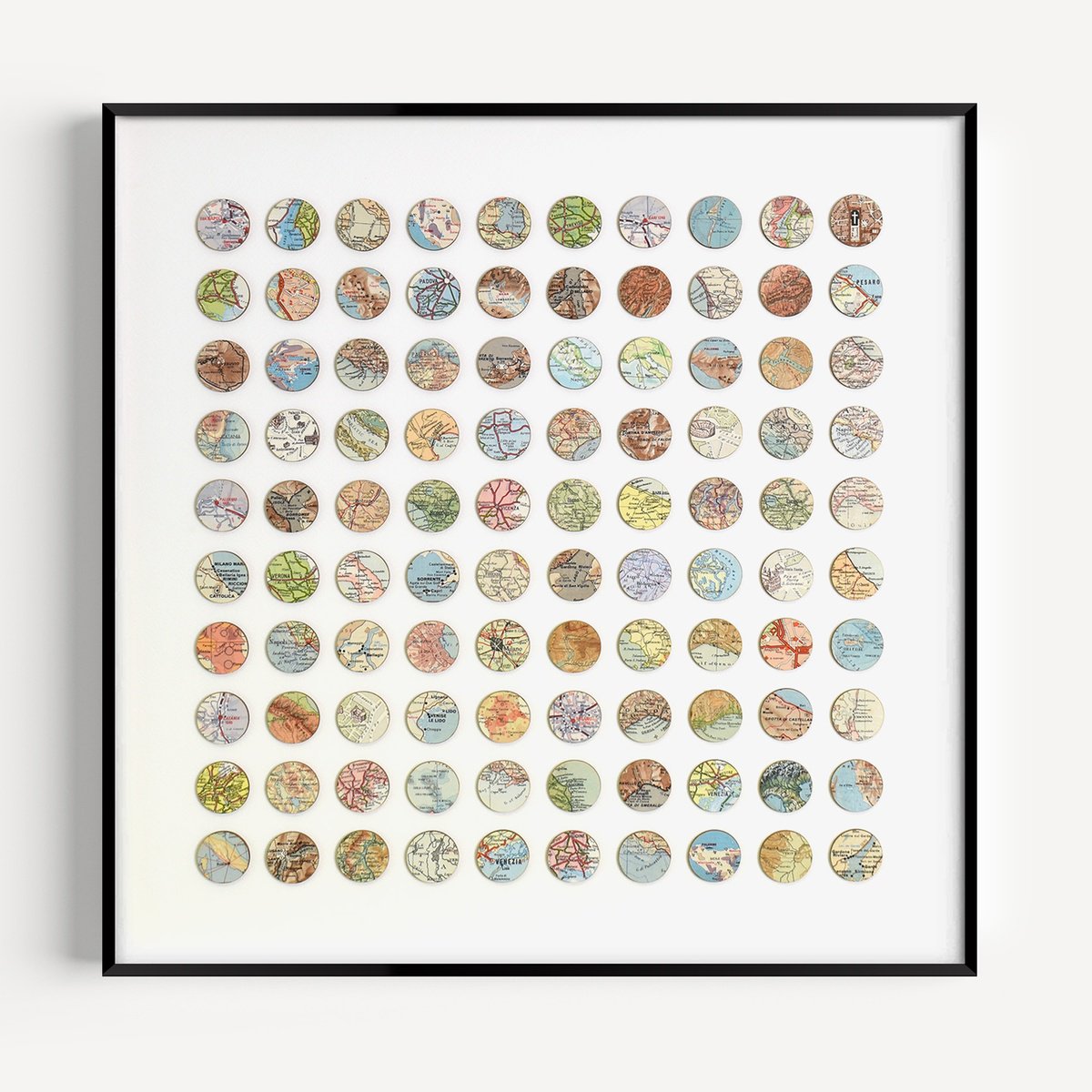 Geometric Transport Collage By Amelia Coward, 21 X 21, Italy, Original Artwork