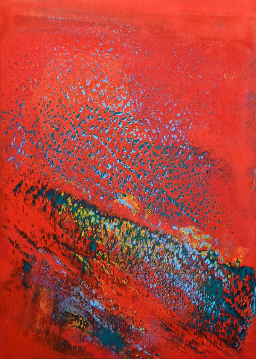 Abstract Acrylic Painting By Richard Heys, 39 X 55", Stolen Time 109, Original Artwork