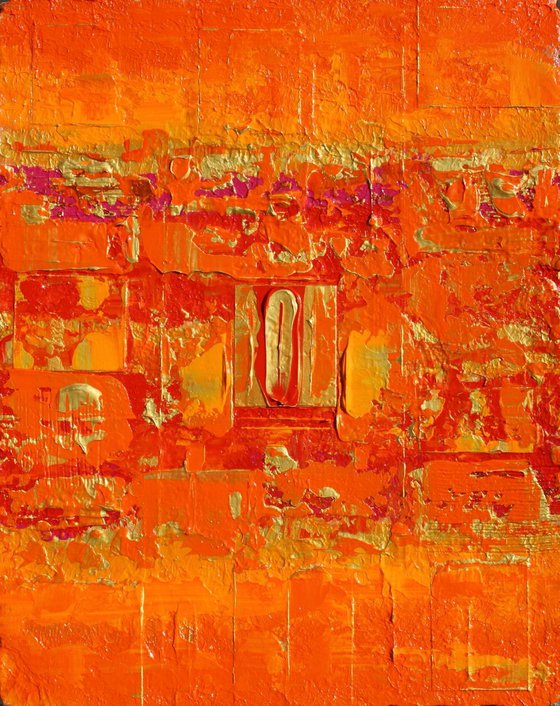 Primitive Abstract Gold Orange Wall Panel