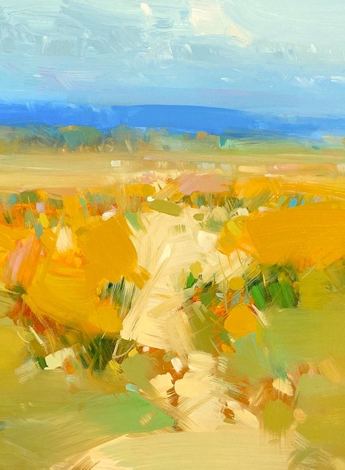 Yellow Valley, Original oil painting, Handmade artwork, One of a kind by Vahe Yeremyan