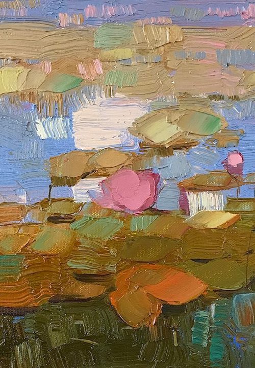Waterlilies Pond, Original oil Painting, Impressionism, Handmade artwork, One of a Kind by Vahe Yeremyan