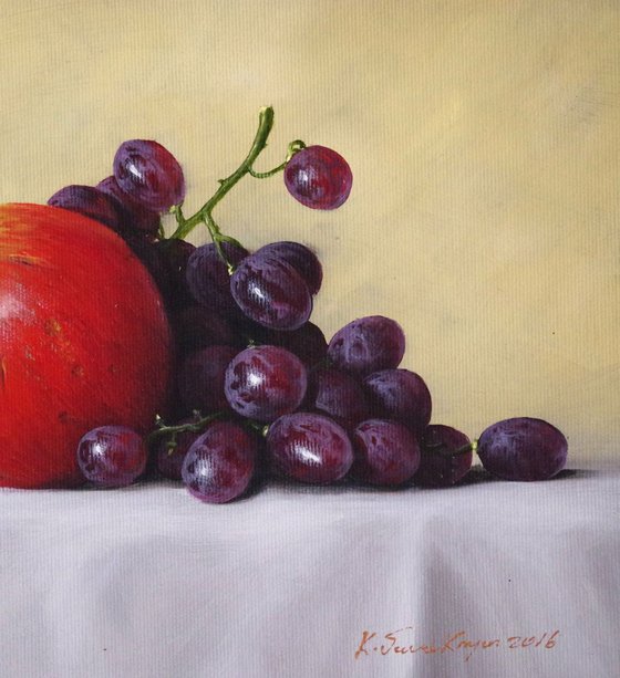 Still Life, Fruits, Pomegranate, Original oil Painting, Classic Art, Handmade painting, One of a Kind