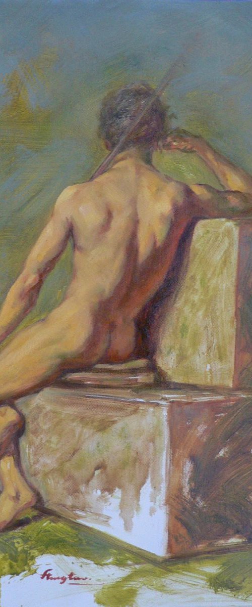 OIL PAINTING ART MALE NUDE  MEN#11-10-07 by Hongtao Huang