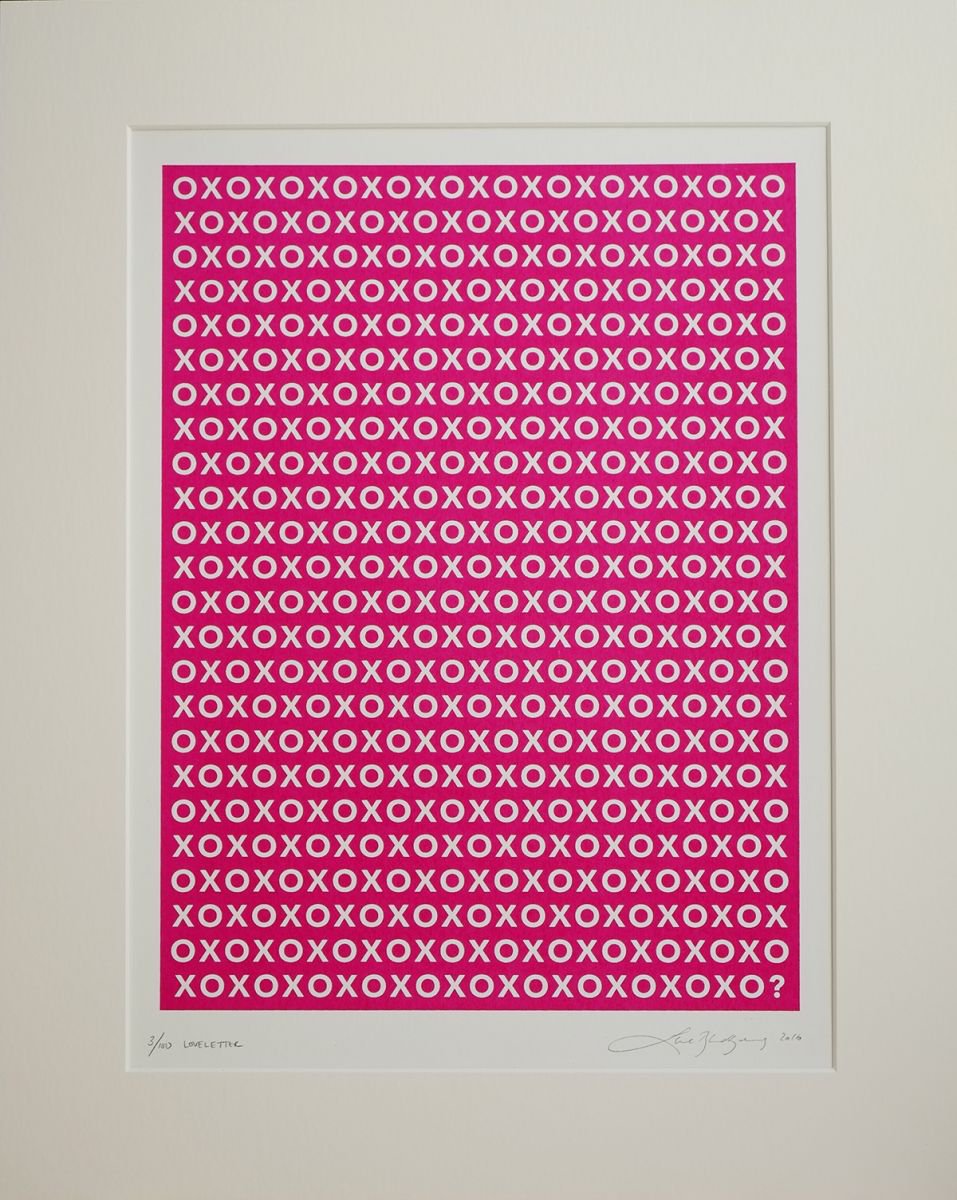 Abstract Screenprint By Lene Bladbjerg, 16 X 20", Loveletter, Original Artwork