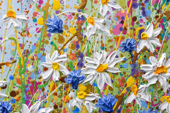 Daisies and cornflowers - Summer meadow painting