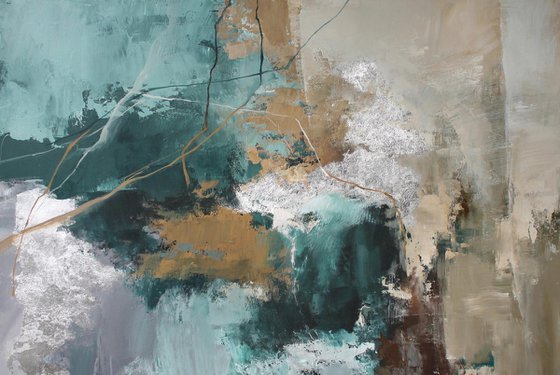 "Forest Hill 2" Abstract emerald acrylic art