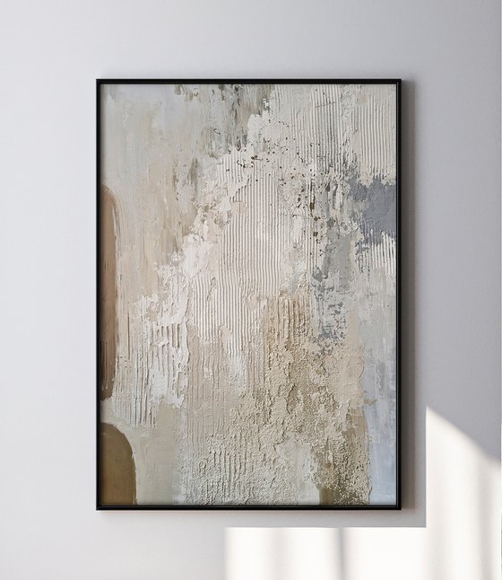 "Fjord 4" Blue brown cream abstract art