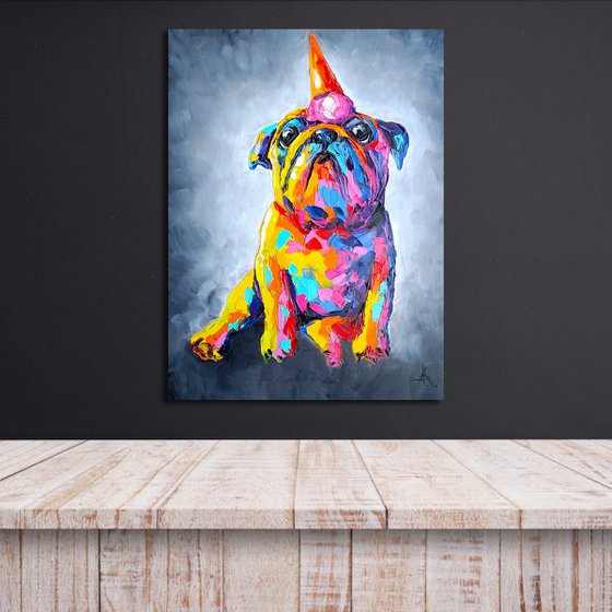 Pug dog - oil painting