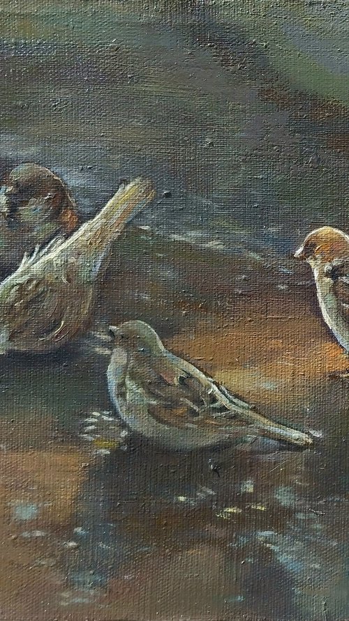 Sparrows Gathering by Kamsar Ohanyan